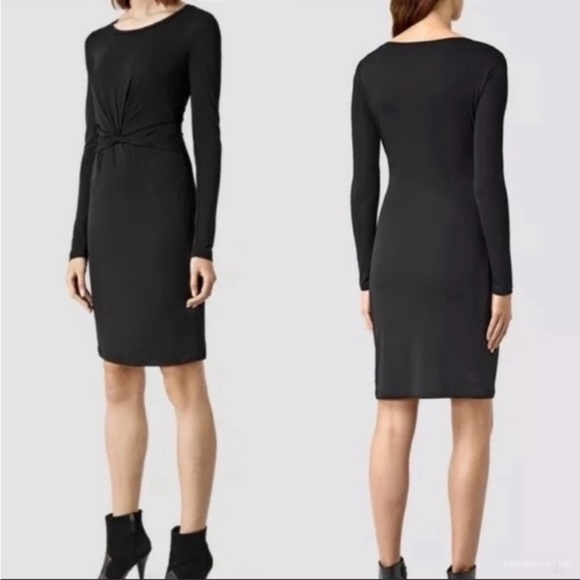 AllSaints‎ Sian Long Sleeve Dress Black NWT Size large - Picture 1 of 12